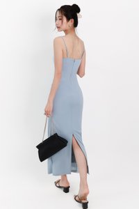 Peonies Padded Ruched Midaxi in Blue