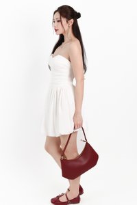 Bianca Bustier Bubble Hem Romper Dress in White