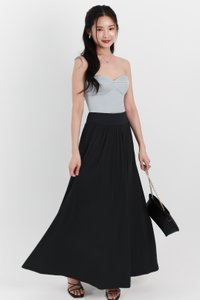 Maddey Maxi Flare Skirt in Black ( Regular Length )