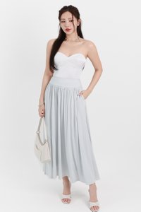 DEFECT | Maddey Maxi Flare Skirt in Light Ice Blue ( Petite Length ) in XL DEFECT | Maddey Maxi Flare Skirt in Light Ice Blue ( Petite Length ) in XL