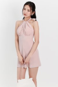 Hedaline Halter Dress in Pastel Pink