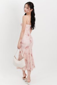 Willow Watercolour Floral Mesh Midaxi in Pink Florals ( Petite Length )