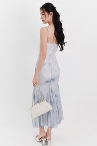 Willow Watercolour Floral Mesh Midaxi in Blue Florals ( Regular Length )