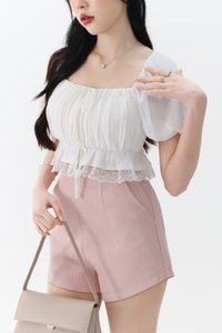 Patricia Pleated Sleeved Top in White Patricia Pleated Sleeved Top in White