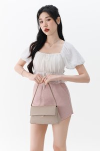 Patricia Pleated Sleeved Top in White Patricia Pleated Sleeved Top in White