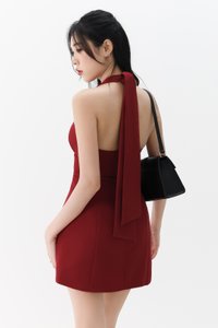 DEFECT | Treasure Tie Romper Dress in Dark Red in XXS, XS, S, M, L, XL