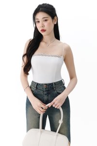 Lydia Lace Camisole Top in White Lydia Lace Camisole Top in White