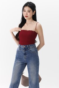 Lydia Lace Camisole Top in Dark Red Lydia Lace Camisole Top in Dark Red