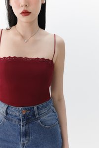 Lydia Lace Camisole Top in Dark Red Lydia Lace Camisole Top in Dark Red