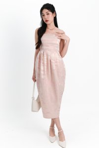 Jess Jacquard Midaxi Dress in Pastel Pink x Light Gold Jess Jacquard Midaxi Dress in Pastel Pink x Light Gold