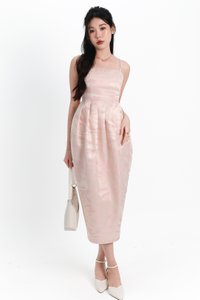 Jess Jacquard Midaxi Dress in Pastel Pink x Light Gold Jess Jacquard Midaxi Dress in Pastel Pink x Light Gold