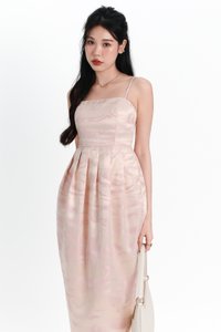 Jess Jacquard Midaxi Dress in Pastel Pink x Light Gold Jess Jacquard Midaxi Dress in Pastel Pink x Light Gold