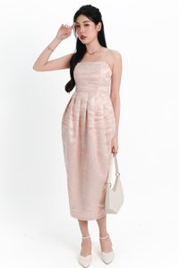 Jess Jacquard Midaxi Dress in Pastel Pink x Light Gold Jess Jacquard Midaxi Dress in Pastel Pink x Light Gold