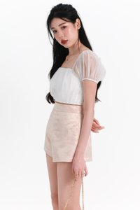 Hellie Highwaist Jacquard Shorts in Pastel Pink x Light Gold Hellie Highwaist Jacquard Shorts in Pastel Pink x Light Gold