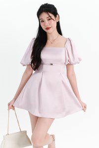 DEFECT | Peycie Puffy Sleeve Romper Dress in Lilac Pink in XL DEFECT | Peycie Puffy Sleeve Romper Dress in Lilac Pink in XL
