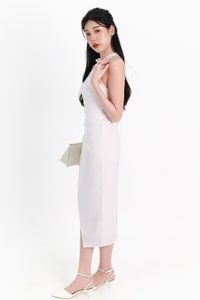 Maya Mesh Ruched Dress in White