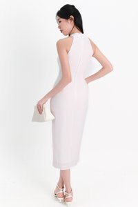 Maya Mesh Ruched Dress in White