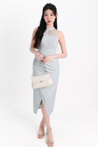 Maya Mesh Ruched Dress in Seafoam Jade Maya Mesh Ruched Dress in Seafoam Jade