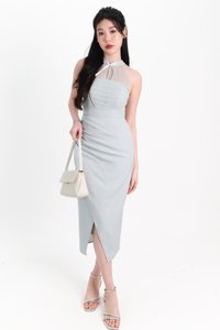 Maya Mesh Ruched Dress in Seafoam Jade Maya Mesh Ruched Dress in Seafoam Jade