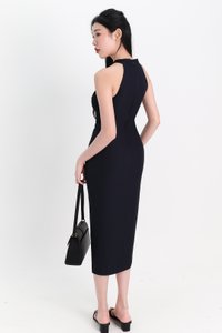 Maya Mesh Ruched Dress in Midnight Maya Mesh Ruched Dress in Midnight