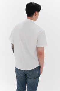 Men Mandarin Collar Shirt in White Men Mandarin Collar Shirt in White