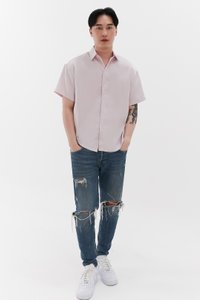 Men Collared Satin Shirt in Lilac Pink Men Collared Satin Shirt in Lilac Pink