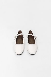 Berlie Buckle Flats in Cream White