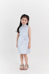 Girl Oriental Cheongsam Dress in Pastel Blue Girl Oriental Cheongsam Dress in Pastel Blue