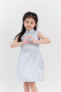 Girl Oriental Cheongsam Dress in Pastel Blue Girl Oriental Cheongsam Dress in Pastel Blue