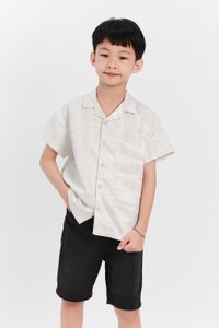 Boy Jacquard Boxy Shirt in White x Cream