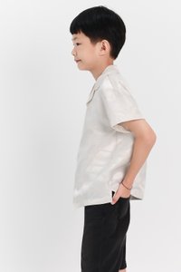 Boy Jacquard Boxy Shirt in White x Cream