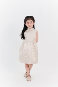 Girl Oriental Cheongsam Dress in Champagne Girl Oriental Cheongsam Dress in Champagne