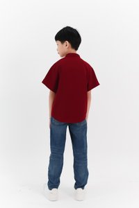 Boy Mandarin Collar Shirt in Maroon Boy Mandarin Collar Shirt in Maroon