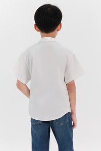 Boy Mandarin Collar Shirt in White