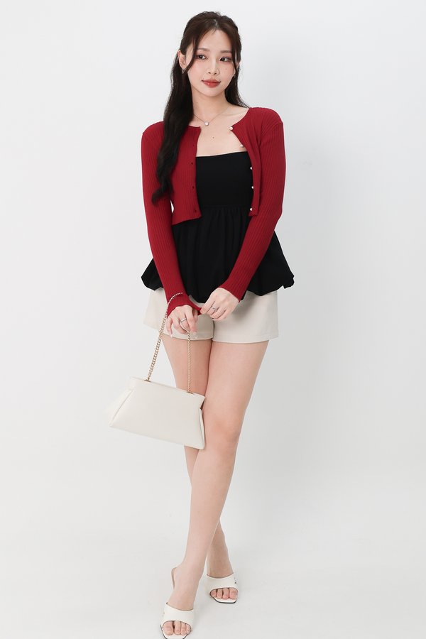 RESTOCKS | Kylie Knit Cardigan in Dark Red