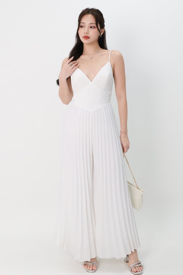 Paitlyn Pleated Jumpsuit in White