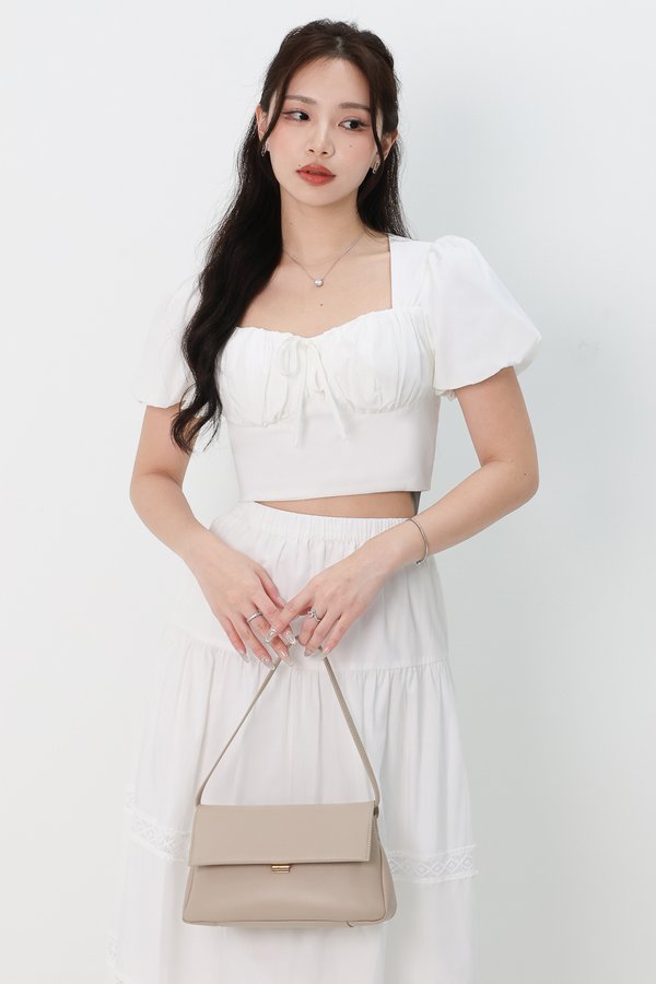 Charlotte Co-ord Bustier Sleeved Top in White