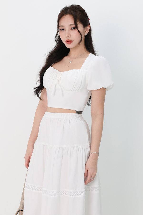 Charlotte Co-ord Bustier Sleeved Top in White