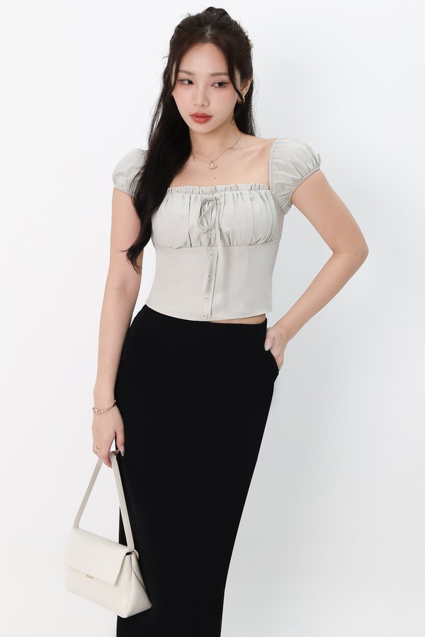 Sierra Sleeve Bustier Top in Fog Grey