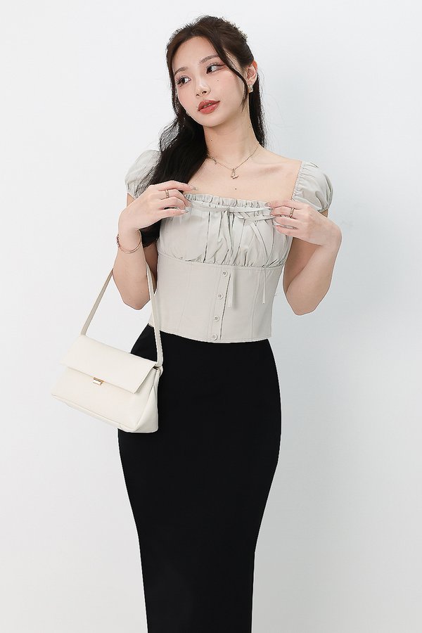 Sierra Sleeve Bustier Top in Fog Grey