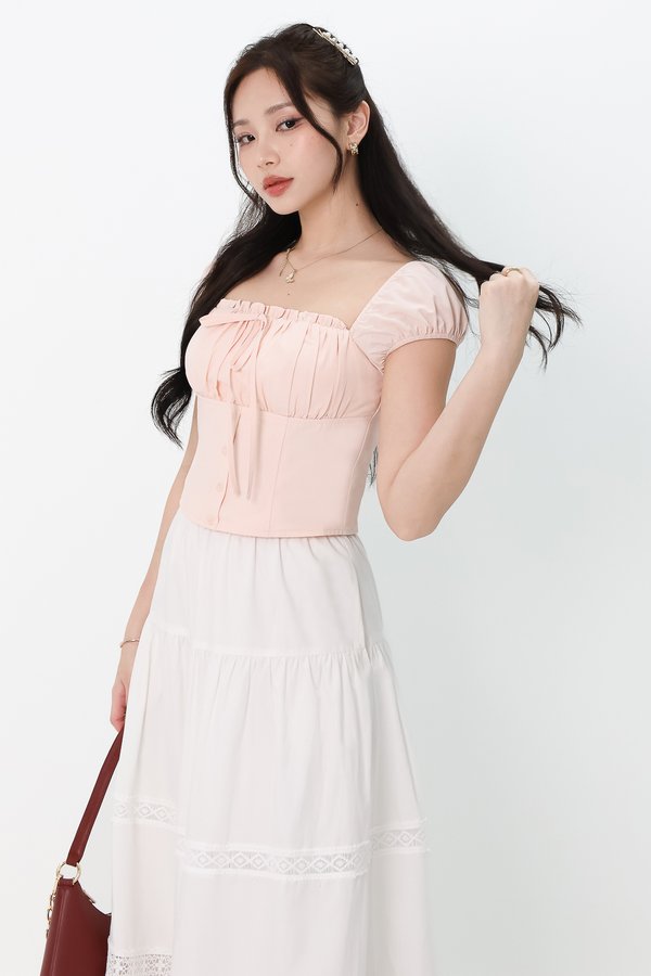 Sierra Sleeve Bustier Top in Light Blush Pink