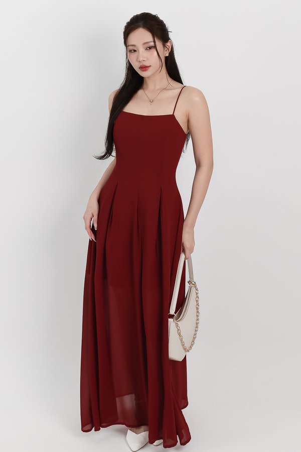 Caprina Chiffon Maxi Dress in Maroon