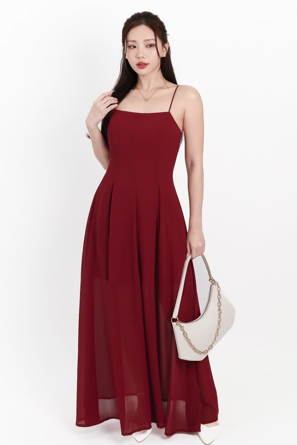 Caprina Chiffon Maxi Dress in Maroon