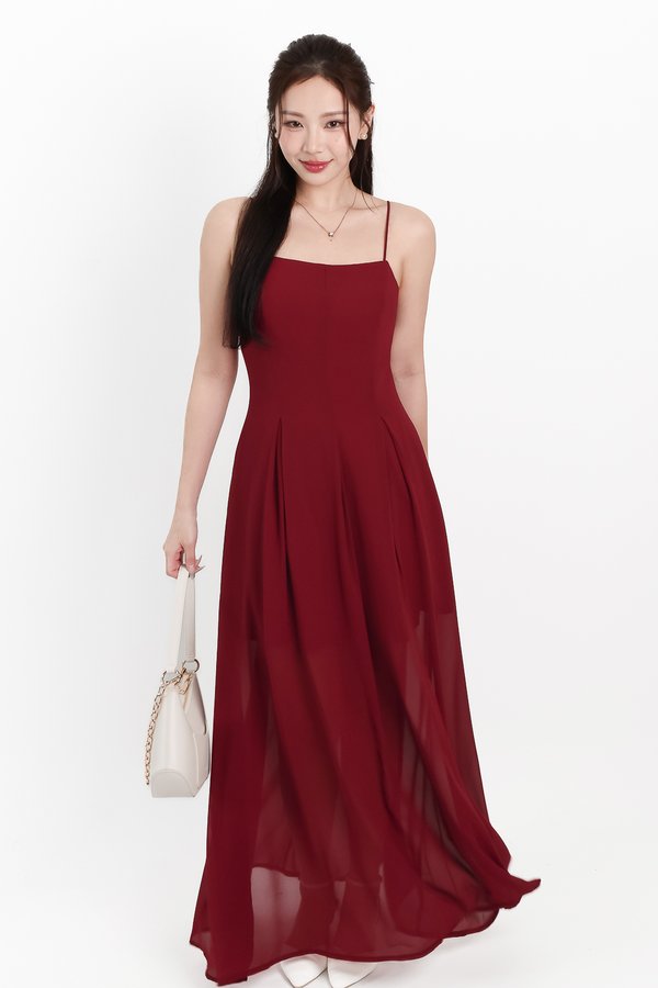 Caprina Chiffon Maxi Dress in Maroon