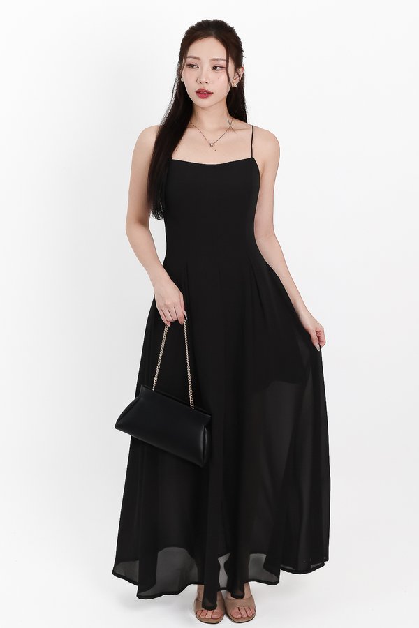 Caprina Chiffon Maxi Dress in Black