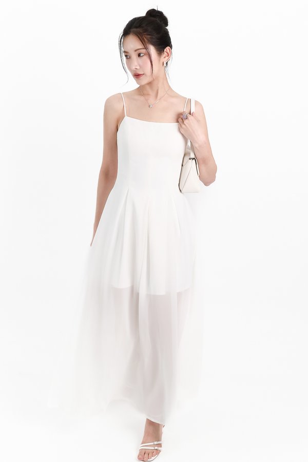 PREORDER | Caprina Chiffon Maxi Dress in White