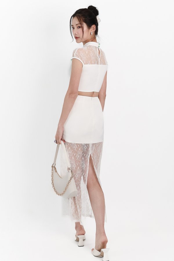 DEFECT | Lexi Lace Cheongsam Co-ord Top in White in XS