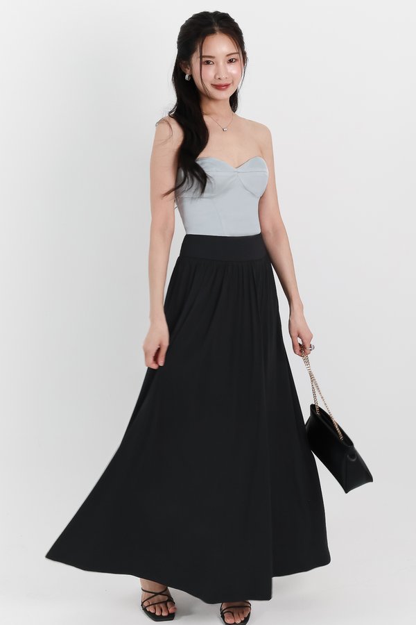 Maddey Maxi Flare Skirt in Black ( Regular Length )