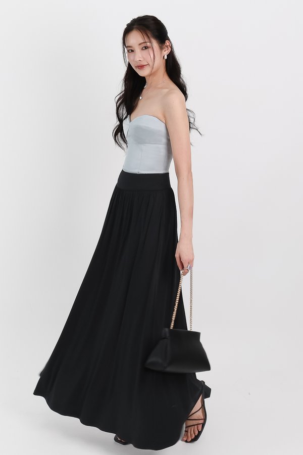 Maddey Maxi Flare Skirt in Black ( Regular Length )