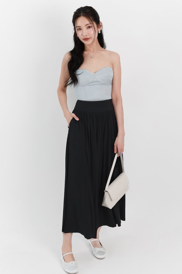 Maddey Maxi Flare Skirt in Black ( Petite Length )